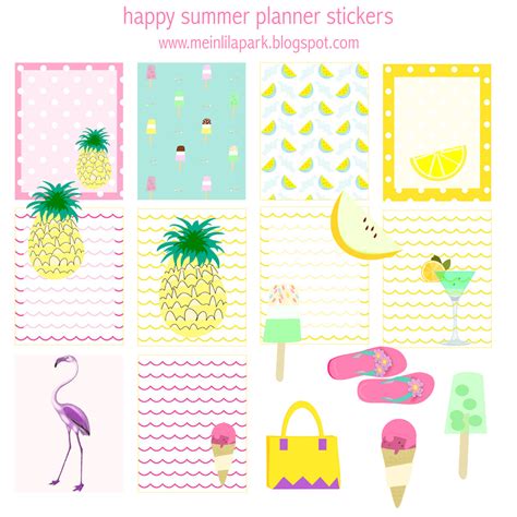 Free Printable Summer Planner Stickers Ausdruckbare Etiketten