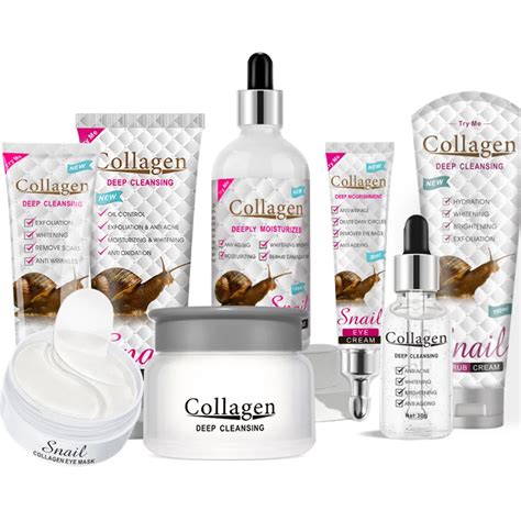 Disaar Snail Collagen Facial Care Set Whiten Cleansing Repair Kit Face