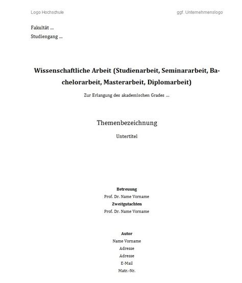 Wissenschaftliche Hausarbeit Muster