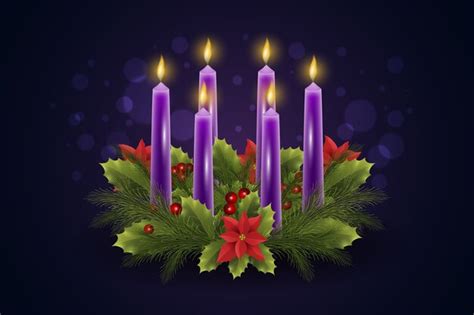 Free Vector | Realistic purple candles advent background