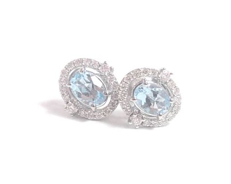 Kt Wei Gold Ohrringe Ct Aquamarine Diamanten Catawiki