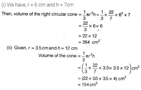 Find The Volume Of The Right Circular Cone With Radius Cm Height