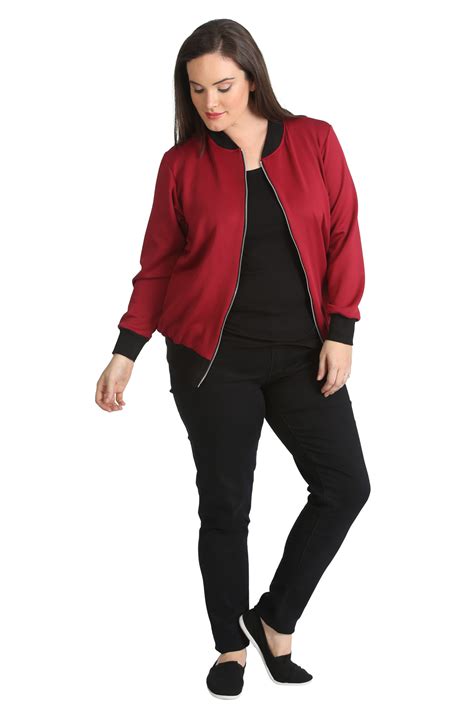 New Womens Plus Size Bomber Jacket Ladies Plain Ribbed Warm Zip Varsity Nouvelle Ebay