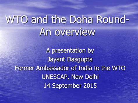 (PDF) WTO and the Doha Round-An overview - UNESCAP and the Doha Round ...