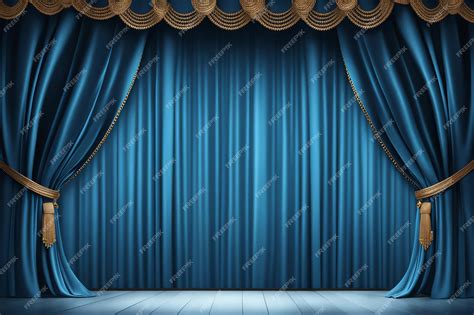 Premium Photo | Realistic Texture Background of Blue Theater Curtains