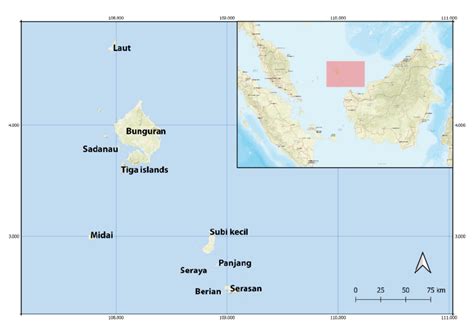 Map of Natuna Islands, which covers all the islands that have been... | Download Scientific Diagram