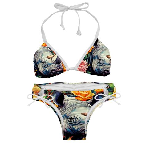 Rhinoceros Detachable Sponge Adjustable Strap Bikini Set Swim Wear