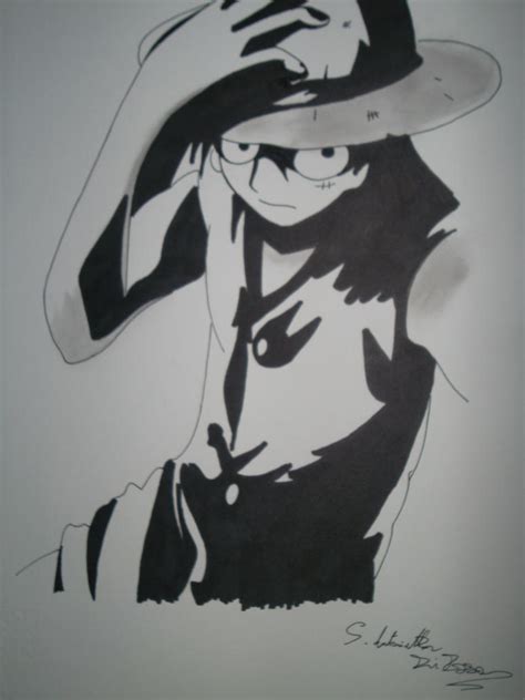 Luffy,black and white by ModelingElf on DeviantArt