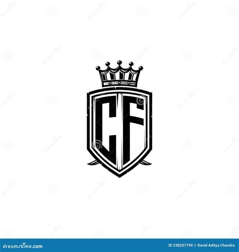 CF Logo Monogram Shield Crown Luxury Design Stock Vector Illustration