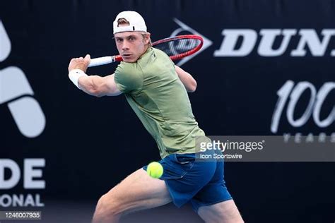 Denis Shapovalov of Canada hits a backhand during the Adelaide... News ...