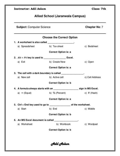 Key To Grade 4 Science Questions