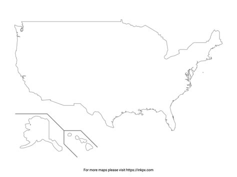 Printable US Map Outline · InkPx