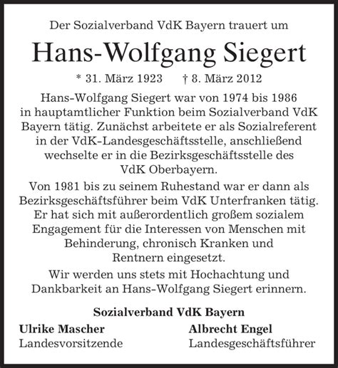 Traueranzeigen Von Hans Wolfgang Siegert Trauer Merkur De