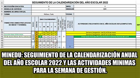 Minedu Seguimiento De La CalendarizaciÓn Anual Del AÑo Escolar 2022 Y