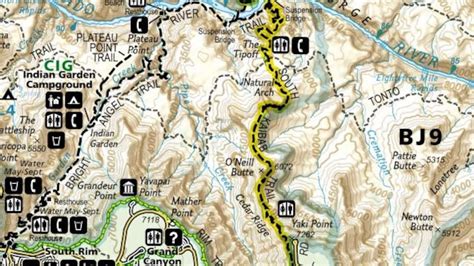 Grand Canyon South Rim Hiking Trail Map