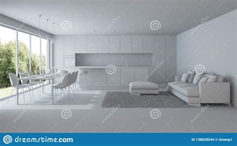 Modern House Interior. Design Project. Sketch Stock Photo - Image of ...