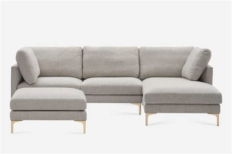 Adams Chaise Sectional Sofa With Ottoman Pearl Beige Right Facing