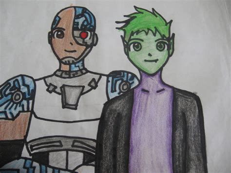 Beast boy and Cyborg by kittenbou on DeviantArt