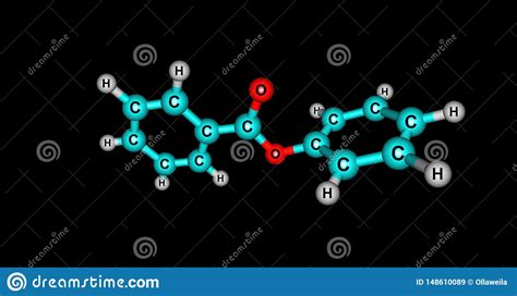 Phenyl Benzoate Molecular Structure Isolated on Black Stock ...