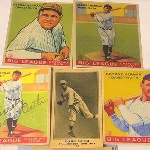 5 Card Lot Babe Ruth Rookie Reprint Mint 5 Cards Etsy