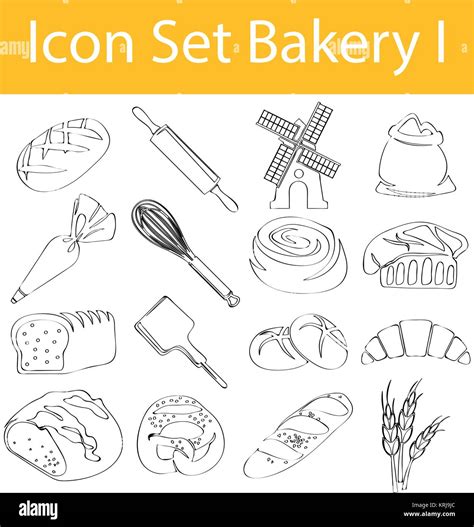 Drawn Doodle Lined Icon Set Bakery I With 16 Icons For The Creative Use