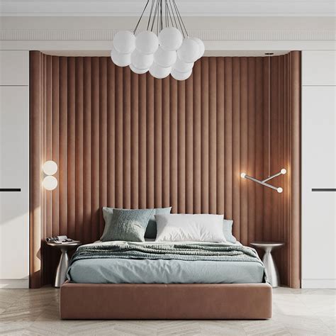 Contemporary Wall Panel Headboard Bed - Sanfurniture.ae