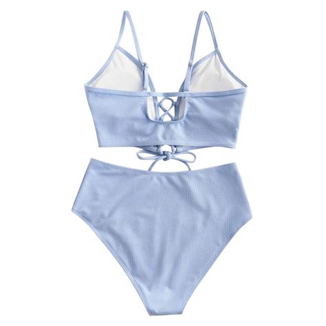 Sexy Bikini Set High Waist Two Piece Lace Up Flora Grandado