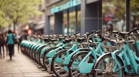 Premium Photo A Row Of Bicycles Parked On The Side Of A Street Next