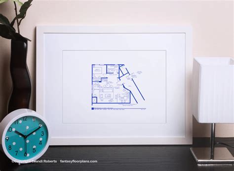 Seinfeld Apartment Layout Tv Show Floor Plan Blueprint Poster Art For