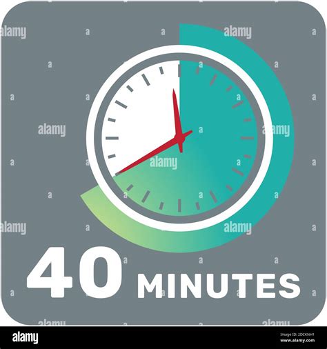 40 Minutes Analog Clock Isolated Timer Icon Vector Illustration EPS