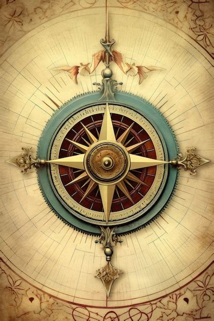 Premium Ai Image Vintage Compass Pointing North With Arrows Created