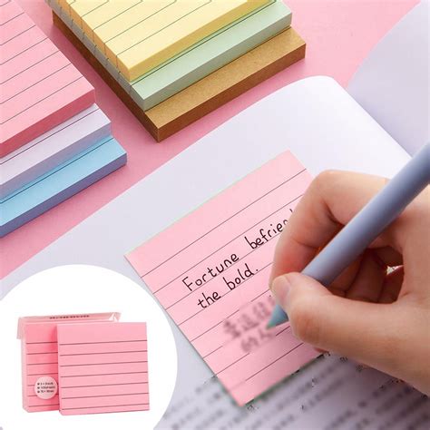 Zourih Sticky Note Lined Sticky Notes 6 Pads 3x3 Inches Aesthetic Pads