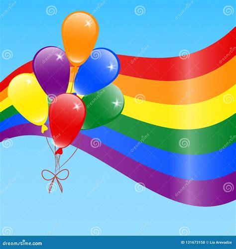 Lgbt Rainbow Flag And Balloons Celebrating Gay People Rights Same Sex