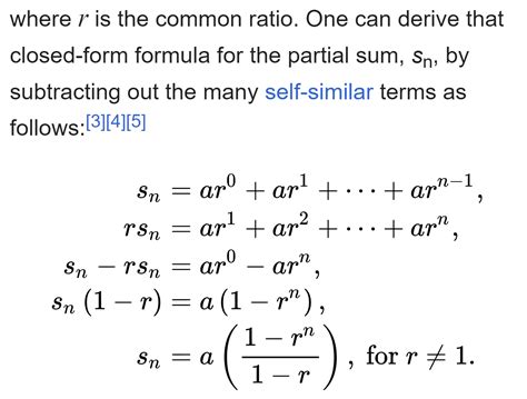 Geometric Series Formulas