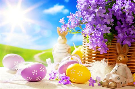 4K, 5K, Holidays, Easter, White background, Eggs, Wicker basket, HD