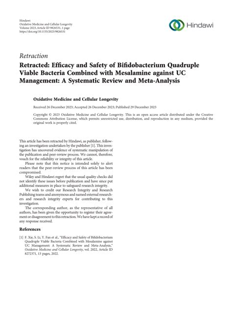 PDF Retracted Efficacy And Safety Of Bifidobacterium Quadruple