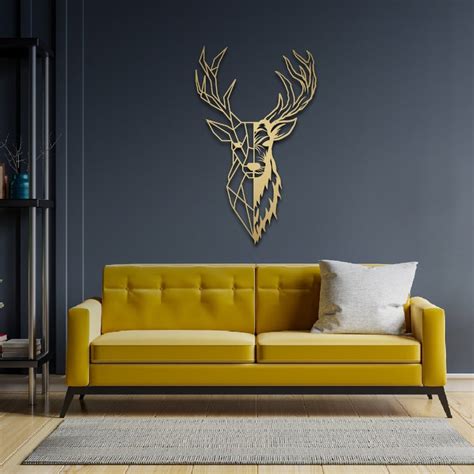 Gold Deer Head Metal Wall Art Deer Signhousewarming Etsy