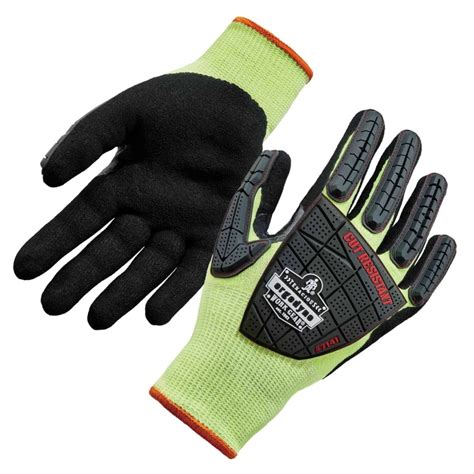 Ergodyne ProFlex 7141 Hi Vis Nitrile Dipped Cut Resistant Impact Gloves