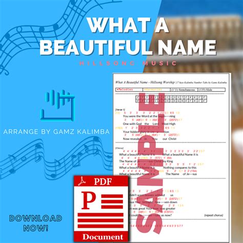WHAT A BEAUTIFUL NAME HILLSONG WORSHIP Kalimba Tabs Gamz Kalimba S