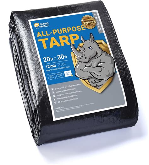 Guard Shield Heavy Duty Tarp 20x30 Feet Black Tarp Large Outdoor Tarps Waterproof With Grommets