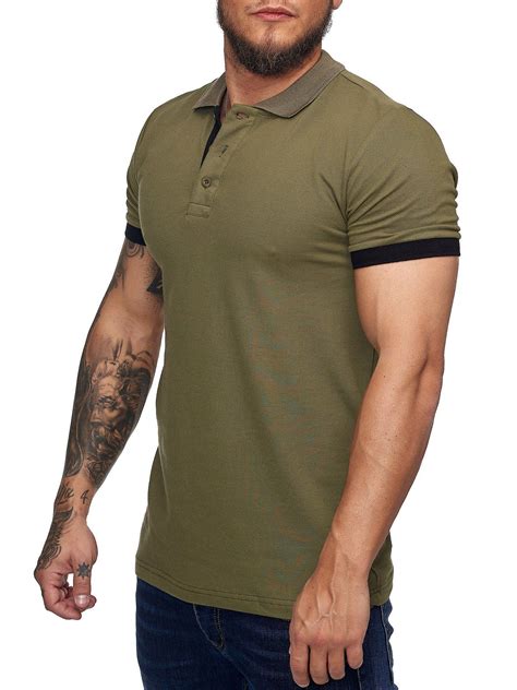 Planu Ringed Sleeves Polo T Shirt Army Green X0015e Fash Stop