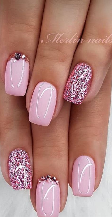 Pink Gel Nails Glitter Gel Nails Cute Gel Nails Chic Nails Fancy