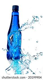 Bottle Pure Water Splash Around Isolated Stock Photo 20199913