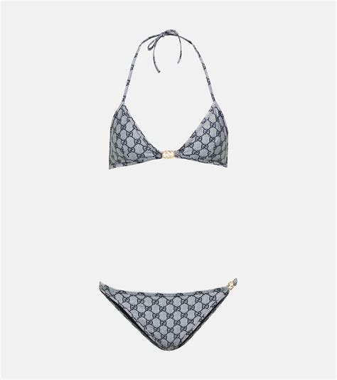 GG Triangle Bikini In Blue Gucci Mytheresa