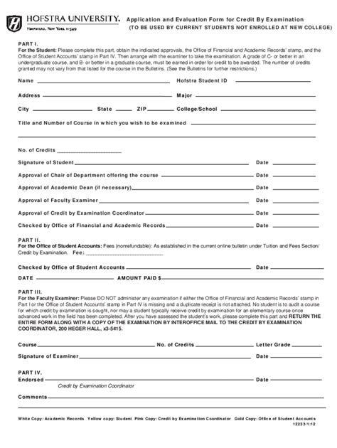 Fillable Online Application And Evaluation Form For Credit By