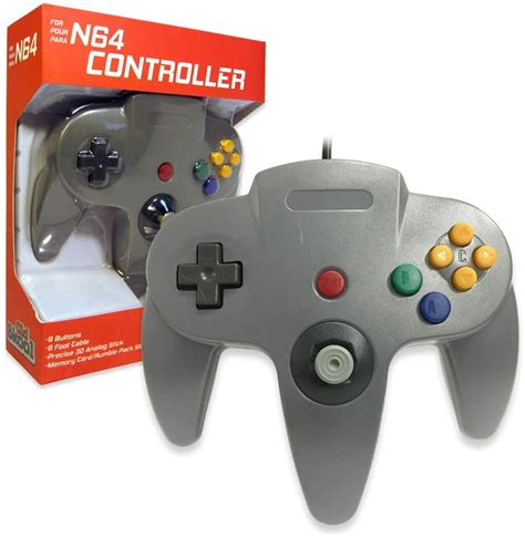 N64 Old Skool Wired Controller Nintendo 64 Grey Gray A And C Games