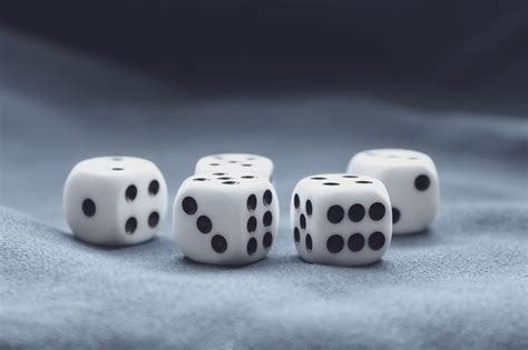 Five white dice for game on Behance