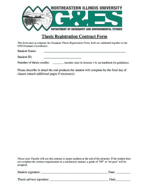 Fillable Online Neiu Thesis Registration Contract Form Fax Email Print