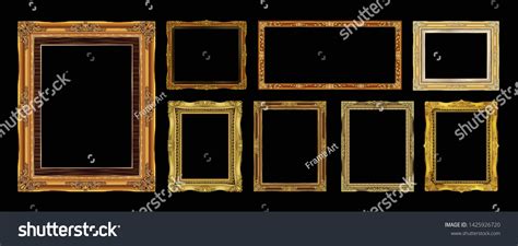 Set Decorative Vintage Frames Borders Setgold Stock Vector Royalty