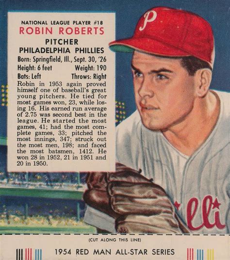 1954 Red Man Tobacco Robin Roberts 18 Baseball VCP Price Guide